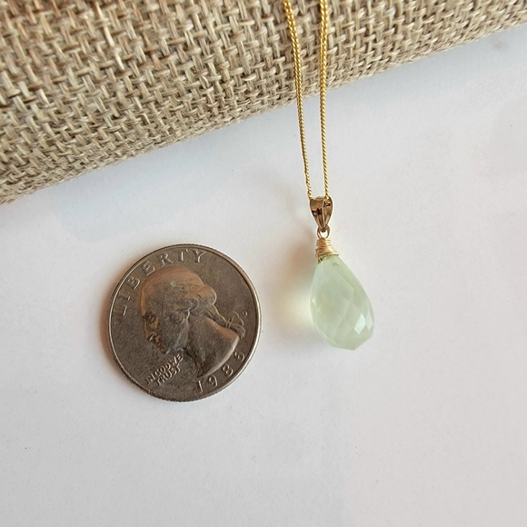 Prehnite Necklace Minimalist Crystal Gemstone - Picture 2 of 5